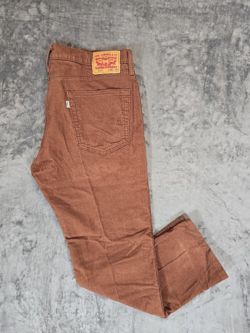Levi's 514 Brown Corduroy Pants Jeans Size 36x30 Fits 39x30 White Tab